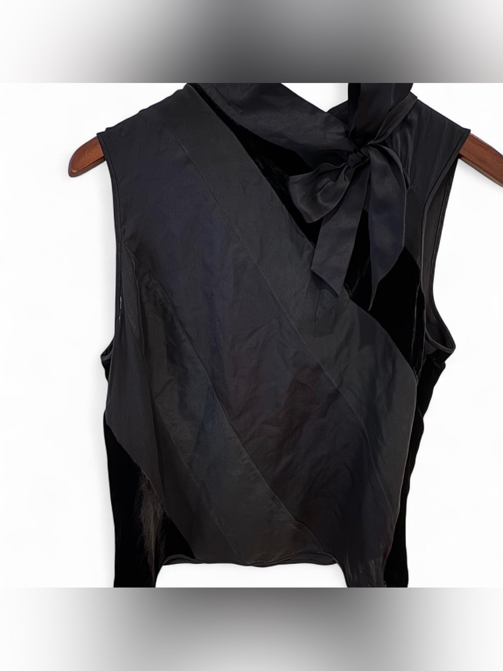 Kenneth Cole Black Sleeveless Bow-Neck top